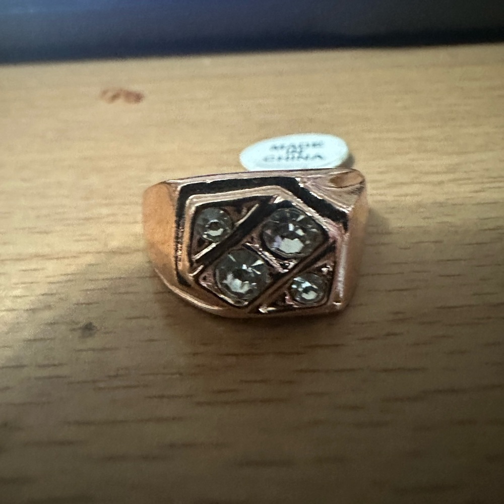 Rose Gold plated Men's Ring with Diamond Accents